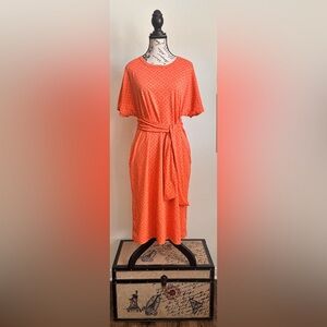 Bright Orange Tie-Waist Women's Dress